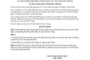 Quyết định 20/2008/QĐ-UBND định mức chi tiêu tài chính phục vụ Hội đồng nhân dân Sóc Trăng