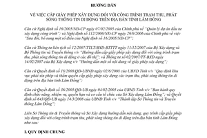 Hướng dẫn 568/STTTT-SXD cấp giấy phép xây dựng đối với công trình trạm thu