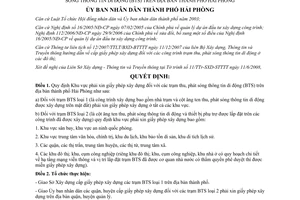 Quyết định 1008/QĐ-UBND 2008 khu vực phải xin giấy xây dựng trạm thu phát sóng di động Hải Phòng
