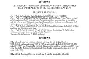 Quyết định 39/2008/QĐ-BTC sửa đổi mức thuế suất thuế xuất khẩu mặt hàng sắt thép không hợp kim của biểu thuế xuất khẩu