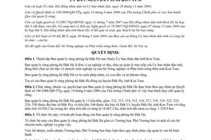 Quyết định 27/2008/QĐ-UBND thành lập Ban quản lý rừng phòng hộ Đăk Hà Kon Tum