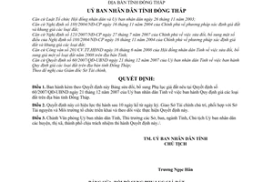 Quyết định 19/2008/QĐ-UBND Bảng bổ sung Phụ lục giá đất nêu tại Quyết định 60/2007/QĐ-UBND