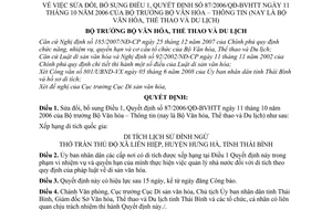 Quyết định 45/2008/QĐ-BVHTTDL bổ sung Điều 1, Quyết định 87/2006/QĐ-BVHT