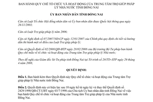 Quyết định 41/2008/QĐ-UBND tổ chức hoạt động Trung tâm Trợ giúp pháp lý Nhà nước Đồng Nai