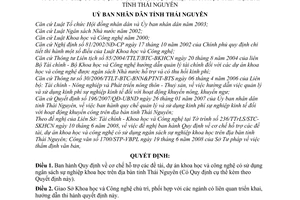 Quyết định 34/2008/QĐ-UBND  cơ chế hỗ trợ các đề tài, dự án khoa học công nghệ có sử dụng ngân sách sự nghiệp khoa học