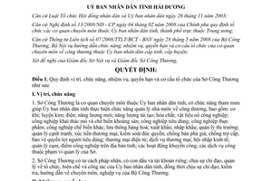 Quyết định 36/2008/QĐ-UBND nhiệm vụ quyền hạn Sở Công Thương Hải Dương