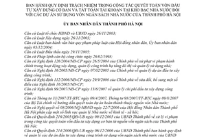 Quyết định số 35/2008/QĐ-UBND Quy định trách nhiệm trong quyết toán vốn đầu tư xây dựng cơ bản và tất toán tài khoản tại Kho Bạc Nhà nước Hà Nội