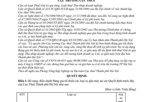 Quyết định số 8043/QĐ-CT-THNVDT bổ sung, điều chỉnh bảng giá tối thiểu xe gắn máy