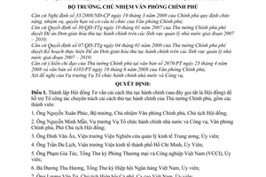 Quyết định 846/QĐ-VPCP thành lập Hội đồng Tư vấn cải cách thủ tục hành chính