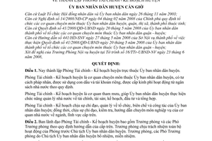 Quyết định  07/2008/QĐ-UBND thành lập Phòng Tài chính - Kế hoạch huyện, huyện Cần Giờ