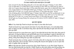 Quyết định 10/2008/QĐ-UBND thành lập Thanh tra huyện