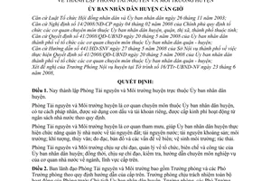 Quyết định 12/2008/QĐ-UBND thành lập Phòng Tài nguyên và Môi trường huyện