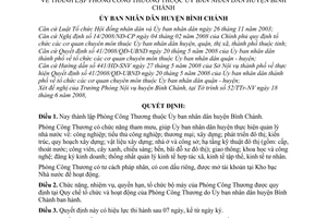 Quyết định 13/2008/QĐ-UBND thành lập Phòng Công Thương thuộc Ủy ban nhân dân huyện Bình Chánh