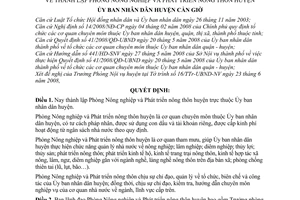 Quyết định 16/2008/QĐ-UBND thành lập Phòng Nông nghiệp và Phát triển nông thôn huyện Cần Giờ