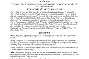 Quyết định 05/2008/QĐ-UBND thành lập Phòng Tài nguyên và Môi trường thuộc Ủy ban nhân dân huyện Bình Chánh