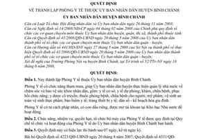 Quyết định 09/2008/QĐ-UBND thành lập Phòng Y tế thuộc Ủy ban nhân dân huyện Bình Chánh