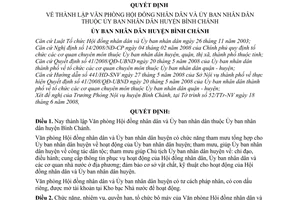 Quyết định 11/2008/QĐ-UBND thành lập Văn phòng Hội đồng nhân dân và Ủy ban nhân dân thuộc Ủy ban nhân dân huyện Bình Chánh