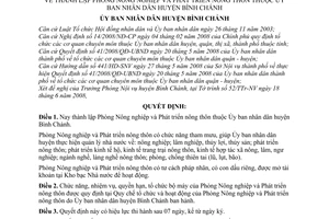 Quyết định 12/2008/QĐ-UBND thành lập Phòng Nông nghiệp và Phát triển nông thôn thuộc Ủy ban nhân dân huyện Bình Chánh