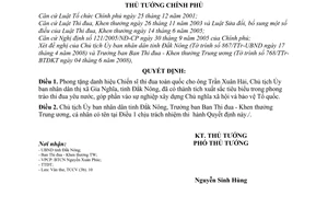 Quyết định 803/QĐ-TTg phong tặng danh hiệu Chiến sĩ thi đua toàn quốc