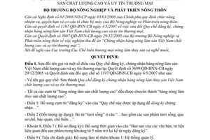 Quyết định 1895/QĐ-BNN-CB  sửa đổi quy chế đăng ký, chứng nhận hàng nông lâm thủy sản chất lượng cao và uy tín thương mại