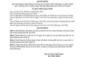Quyết định 51/2008/QĐ-UBND Quy định phân cấp quản lý kiến trúc đô thị và thực hiện Quy chế quản lý kiến trúc đô thị trên địa bàn tỉnh Tây Ninh