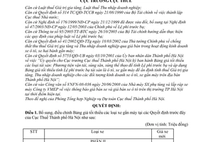 Quyết định 8144/QĐ-CT-THNVDT bổ sung, điều chỉnh bảng giá tối thiểu xe gắn máy