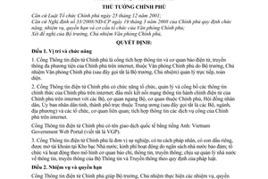 Quyết định 83/2008/QĐ-TTg quy định chức năng, nhiệm vụ, quyền hạn và cơ cấu tổ chức của Cổng thông tin điện tử Chính phủ