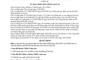Quyết định 23/2008/QĐ-UBND sửa đổi Quyết định 49/2007/QĐ-UBND lệ phí hộ tịch trên địa bàn tỉnh Lào Cai