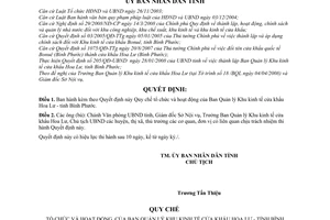 Quyết định 28/2008/QĐ-UBND Quy chế tổ chức hoạt động  Ban Quản lý Khu kinh tế cửa khẩu Hoa Lư - tỉnh Bình Phước