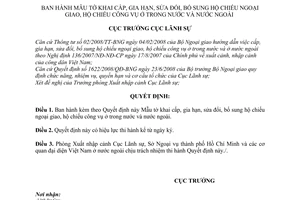 Quyết định 01/QĐ-LS  Mẫu tờ khai cấp, gia hạn, sửa đổi hộ chiếu ngoại giao