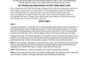 Quyết định 76/2008/QĐ-BNN bổ sung thuốc bảo vệ thực vật vào danh mục thuốc bảo vệ thực vật được phép sử dụng ở Việt Nam