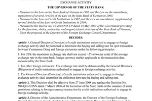 Decision No. 1436/QD-NHNN of June 26, 2008, on the issuance of some provisions relating to foreign currency transaction of credit institutions authorised to engage in foreign exchange activity