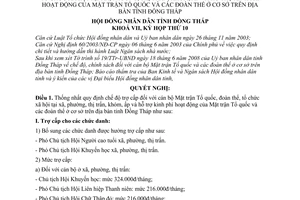 Nghị quyết 114/2008/NQ-HĐND  chế độ trợ cấp cán bộ Mặt trận