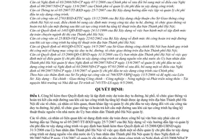 Quyết định 38/2008/QĐ-UBND công bố tập định mức dự toán duy tu đường, hè phố, tổ chức giao thông và hoàn trả kết cấu mặt đường sau khi cải