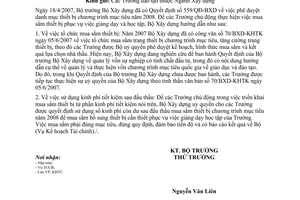 Công văn 1301/BXD-KHTC mua sắm thiết bị chương trình mục tiêu năm 2008