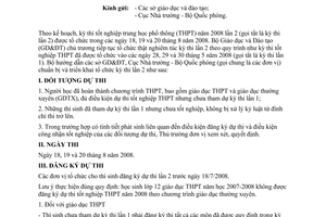Công văn 5992/BGDĐT-KTKĐCLGD Hướng dẫn tổ chức thi tốt nghiệp THPT năm 2008- lần 2