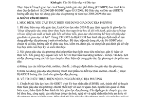 Công văn  5977/BGDĐT-GDTrH Hướng dẫn thực hiện nội dung GD địa phương ở cấp THCS và cấp THPT từ  2008-2009