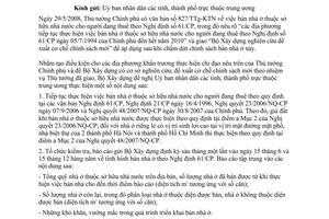 Công văn  1320/BXD-QLN tiếp tục thực hiện bán nhà ở thuộc SHNN cho người đang thuê theo NĐ 61/CP