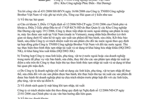 Công văn 3223/TCHQ-GSQL TN TX sản phẩm mang nhãn hiệu Brother, made in Vietnam sửa chữa, bảo hành và NK linh kiện, vật tư  sửa chữa, bảo hành SP