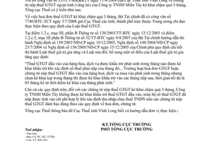 Công văn 2621/TCT-KK chứng từ nộp thuế giá trị gia tăng kê khai chậm