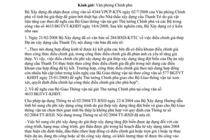 Công văn  1370/BXD-KTXD Bù giá thép cầu Thanh Trì theo đề nghị của Bộ Giao thông vân tải gửi Thủ tướng Chính phủ