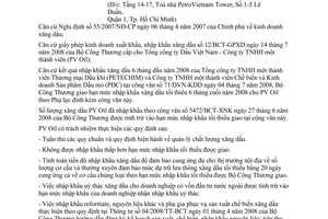 Công văn 5990/BCT-XNK hạn mức nhập khẩu xăng dầu tối thiểu tháng cuối năm 2008