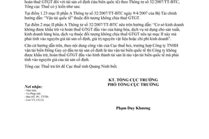 Công văn  2650/TCT-CS khấu trừ, hoàn thuế GTGT