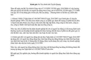 Công văn 2469/LĐTBXH-LĐTL chế độ đối với người lao động khi cổ phần hóa bộ phận doanh nghiệp 100% vốn nhà nước