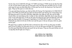 Công văn 3325/TCHQ-GSQL quá cảnh ôtô