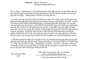 Công văn  2475/LĐTBXH-TCDN Trả lời kiến nghị, phản ánh chế độ làm việc của giáo viên dạy nghề và cách tính trả lương dạy thêm giờ qua thư điện tử