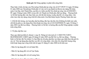 Công văn  2474/LĐTBXH-LĐTL chế độ tiền lương, phụ cấp khu vực đối với Dự án XD Hồ chứa nước Cửa Đạt