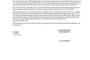 Công văn 1416/BXD-KHTC giải ngân vốn đầu tư xây dựng cơ bản thuộc kế hoạch  2008