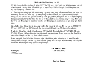 Công văn  1413/BXD-KTXD Vướng mắc khi thực hiện điều chỉnh giá và hợp đồng do biến động giá