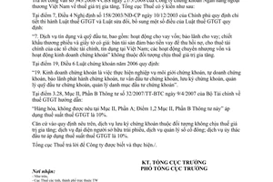 Công văn  2721/TCT-CS thuế GTGT đối với hoạt động của công ty chứng khoán